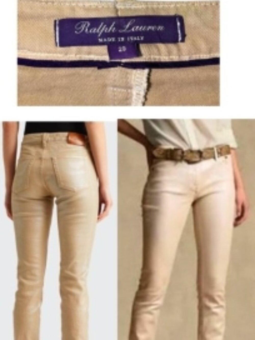 Ralph Lauren Purple Label | 160 Slim Jean in Tan Sand Pearlescent Made in Italy